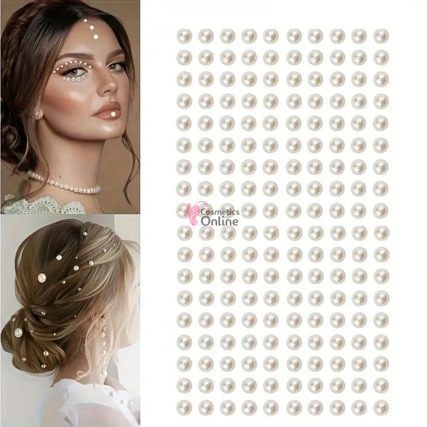 Perlute din acril pentru make-up, par sau corp cu adeziv PGA002CC Crem 5mm 320 buc